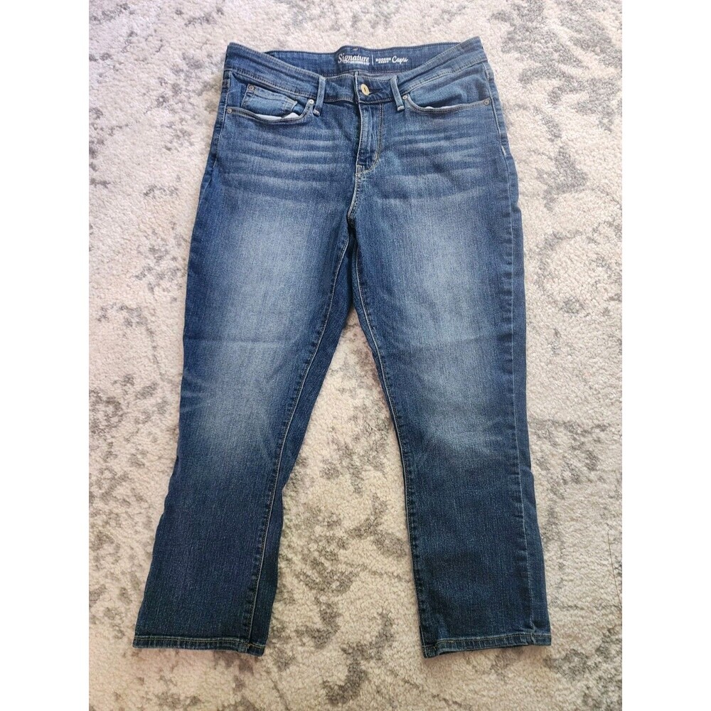 Signature By Levi Strauss Womens Size 12 Embroidered Modern Denim Jeans Capris